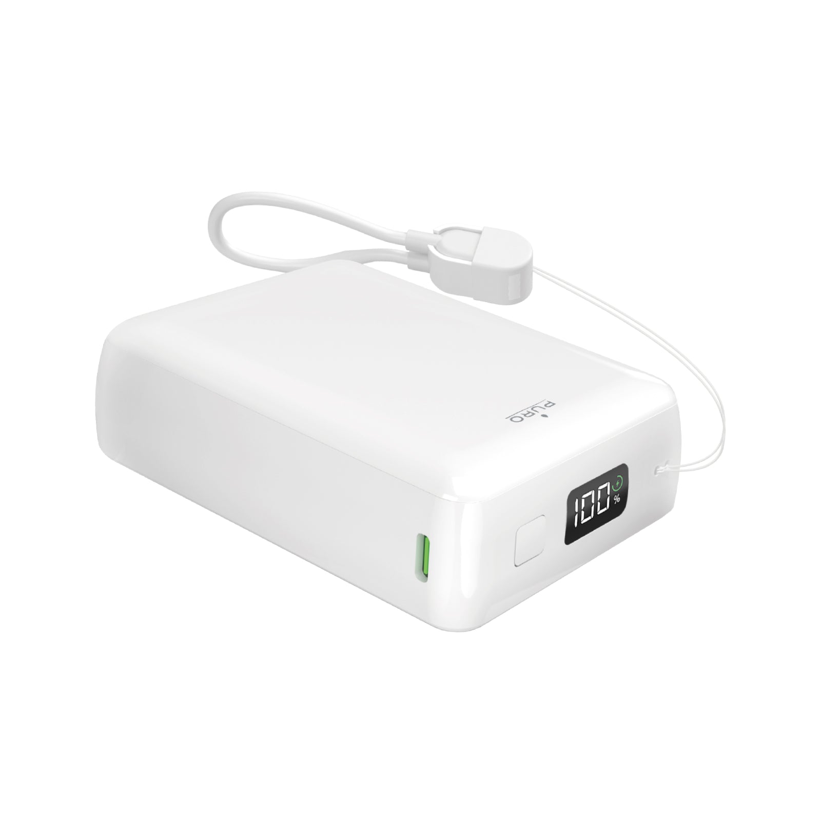 Mini Power Bank “Power Cube 20” 20000 mAh with integrated LCD display and USB-C cable