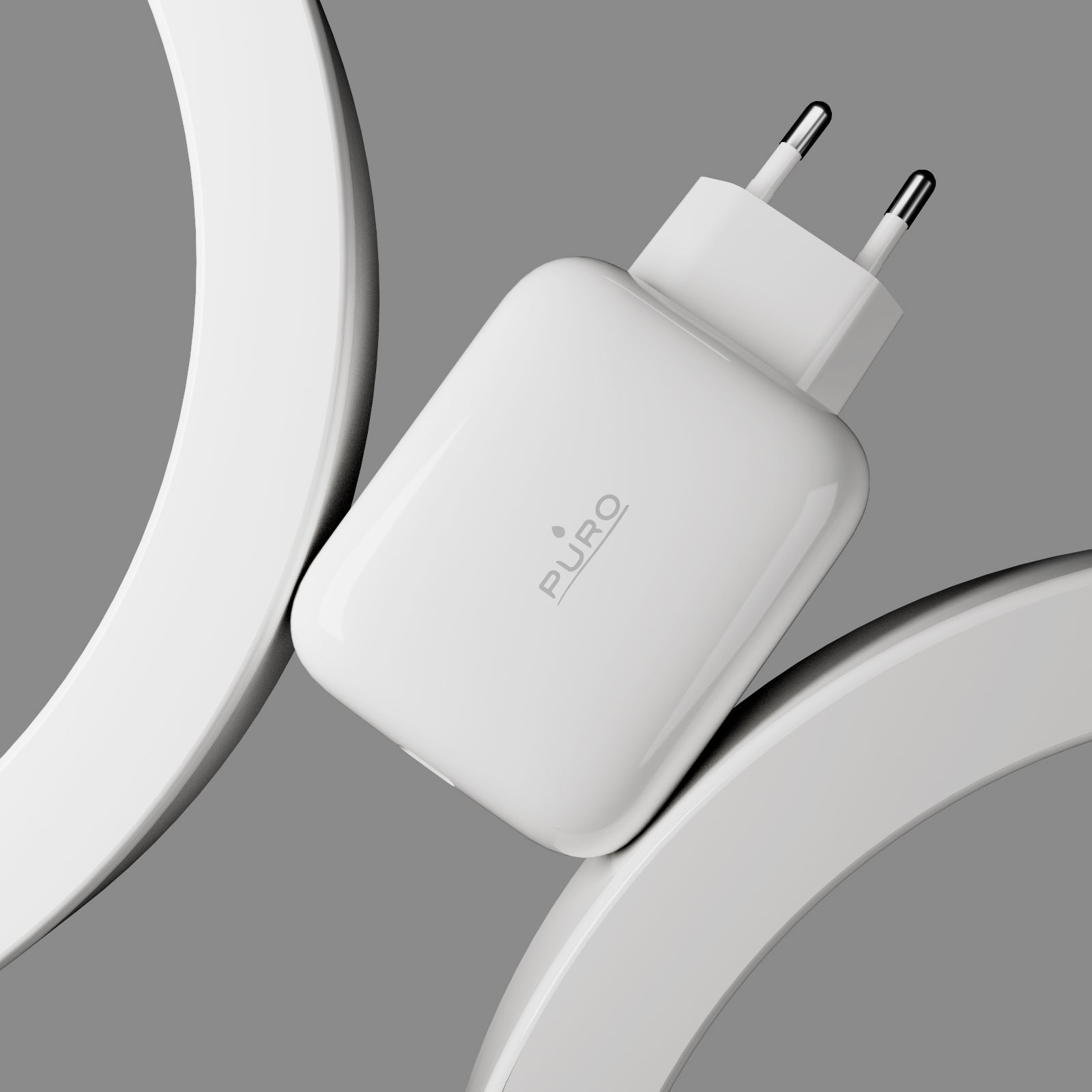 Caricatore GaN 65W con cavo USB‑C retrattile