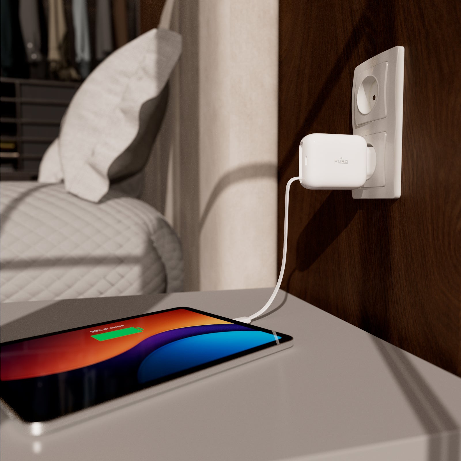 Caricatore GaN 65W con cavo USB‑C retrattile