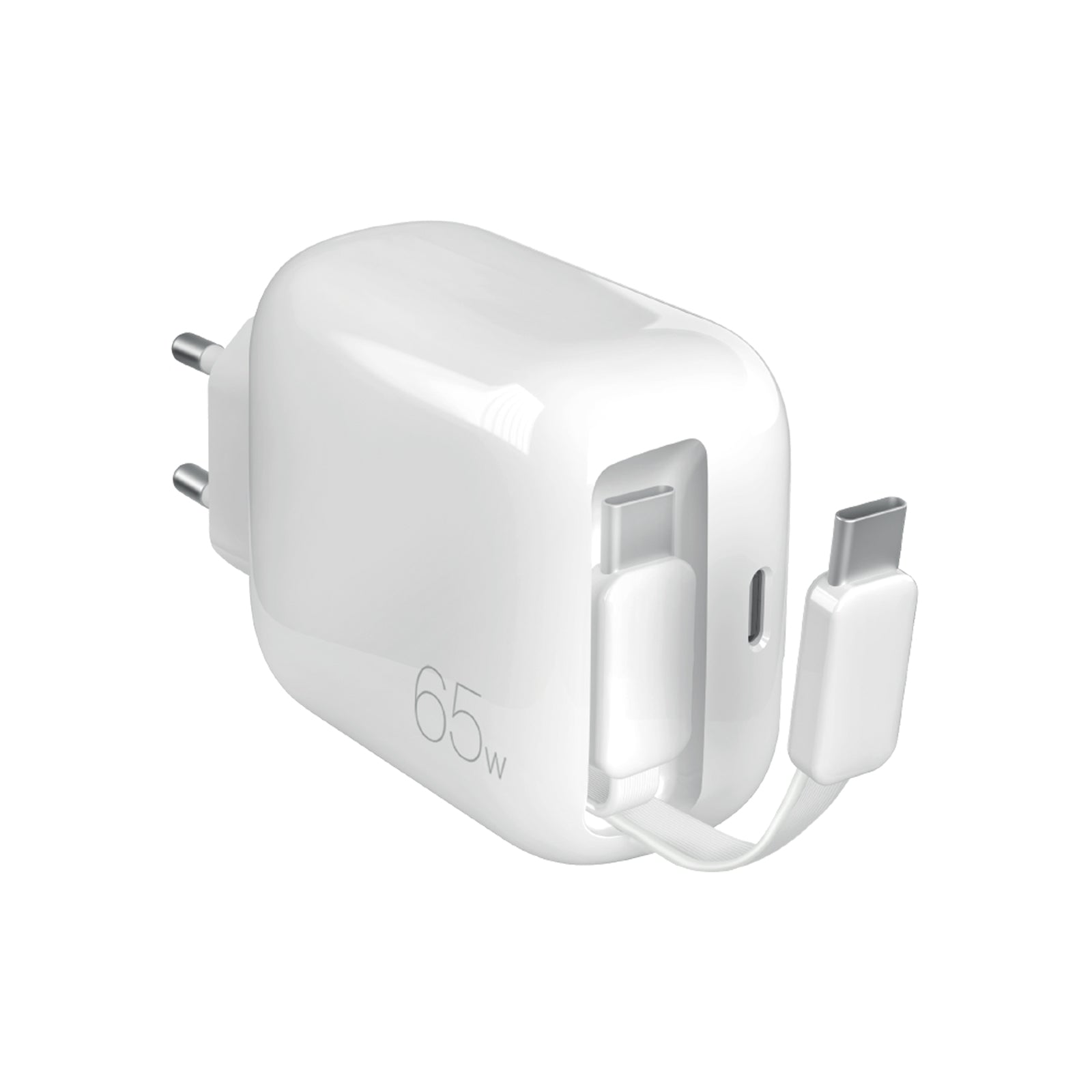 Caricatore GaN 65W con cavo USB‑C retrattile