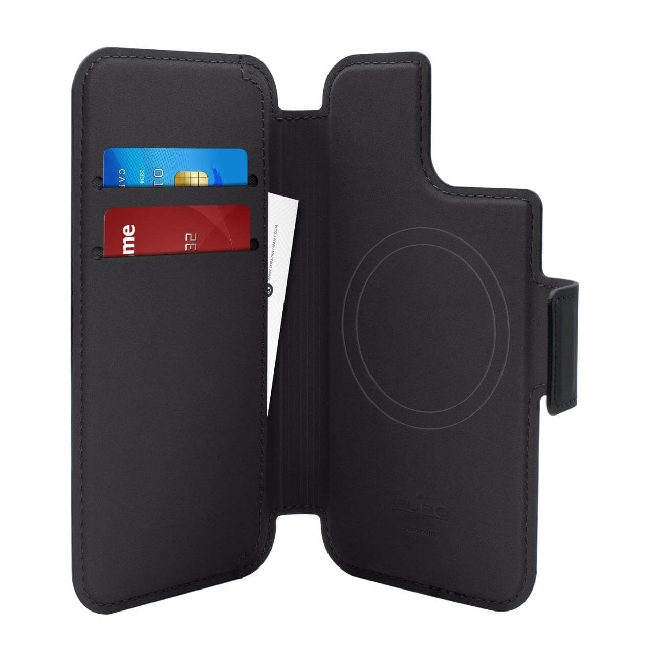 Wallet Magnetic Case FOLIO for iPhone 15, 14, 13, 12 and 12 Pro Puro