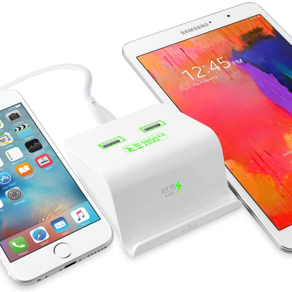 Station de charge, 2 ports USB pour smartphone, phablette et tablette