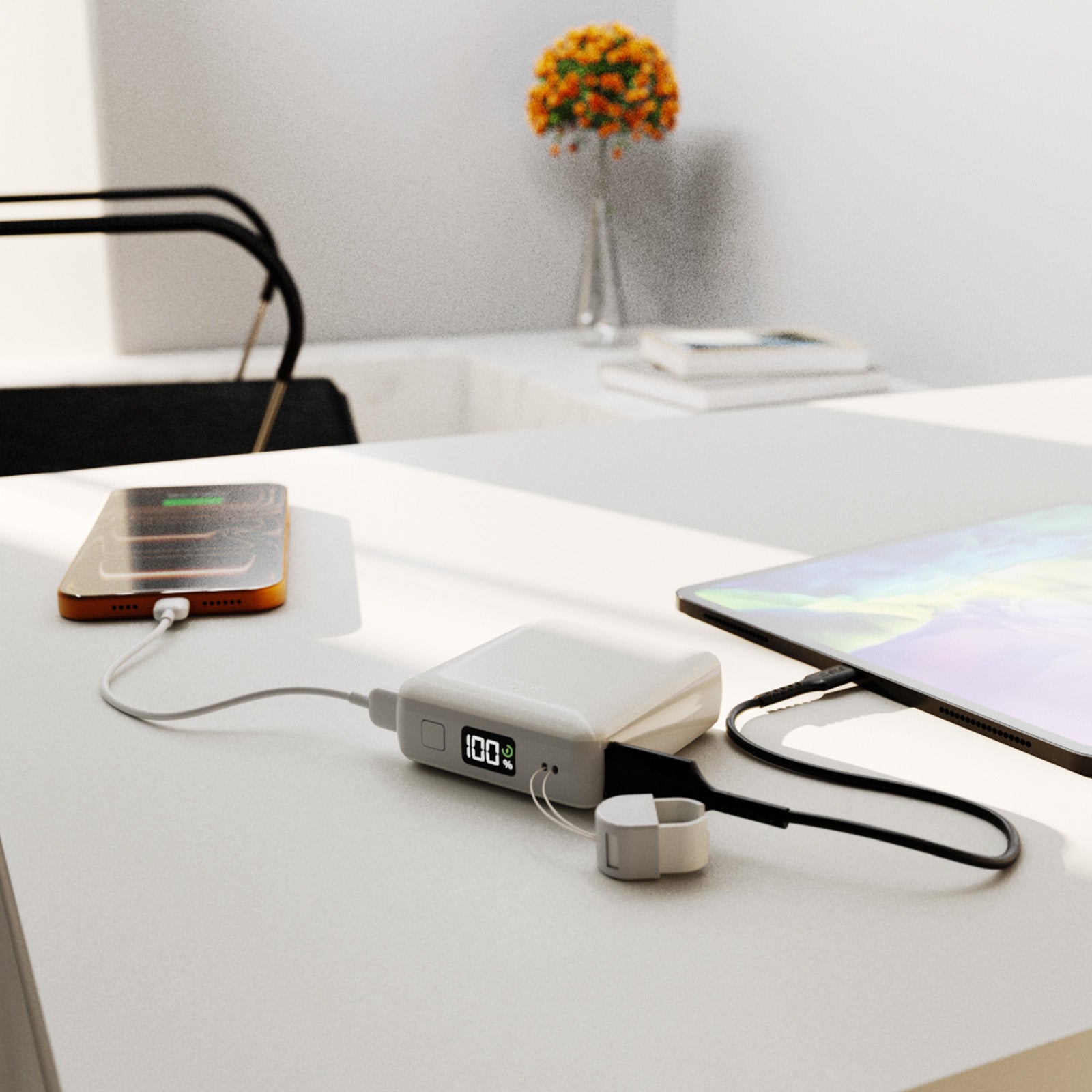 Power Bank 10000 mAh con cavo USB-C e display LCD