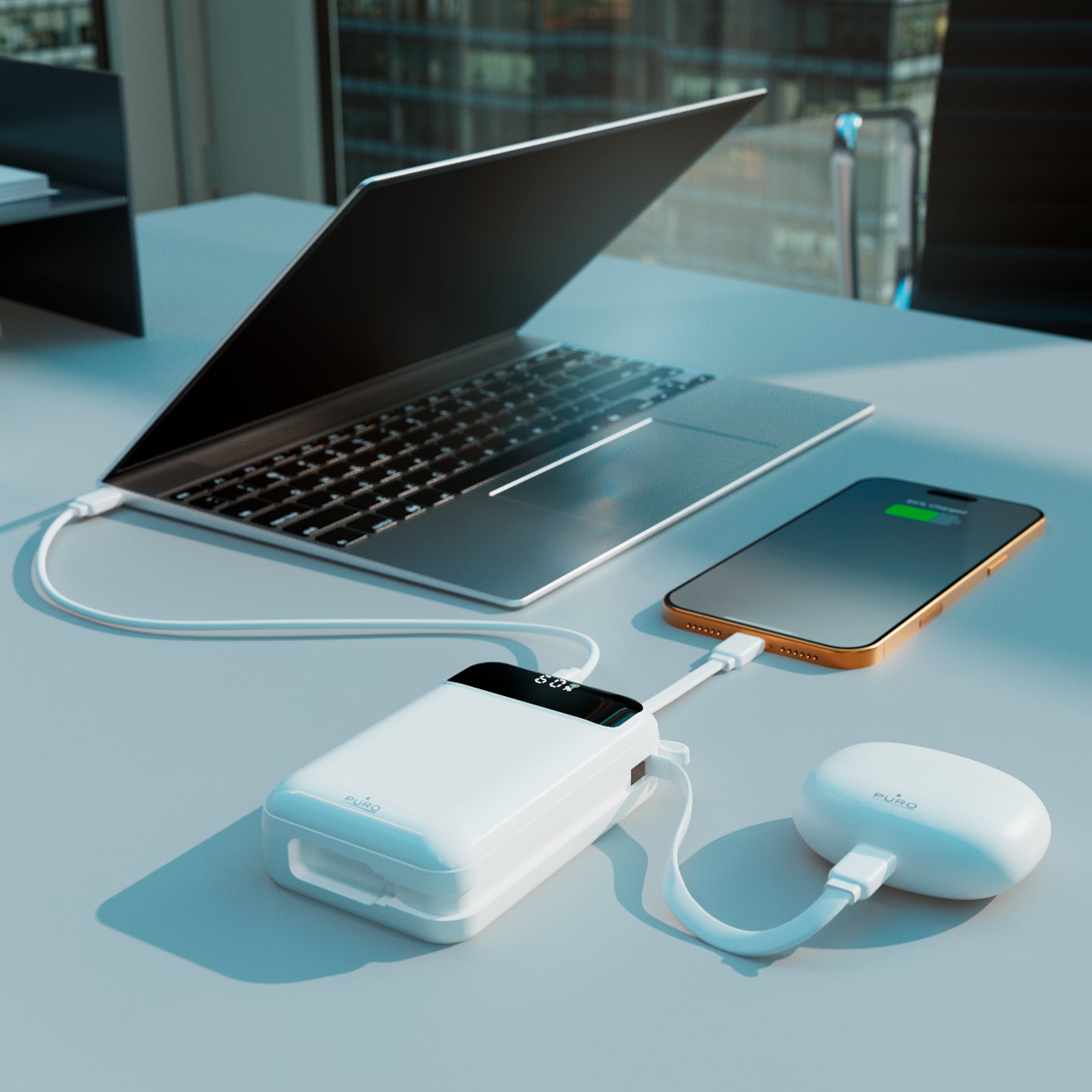 Power bank 20000 mAh 45W con display LCD e cavi integrati