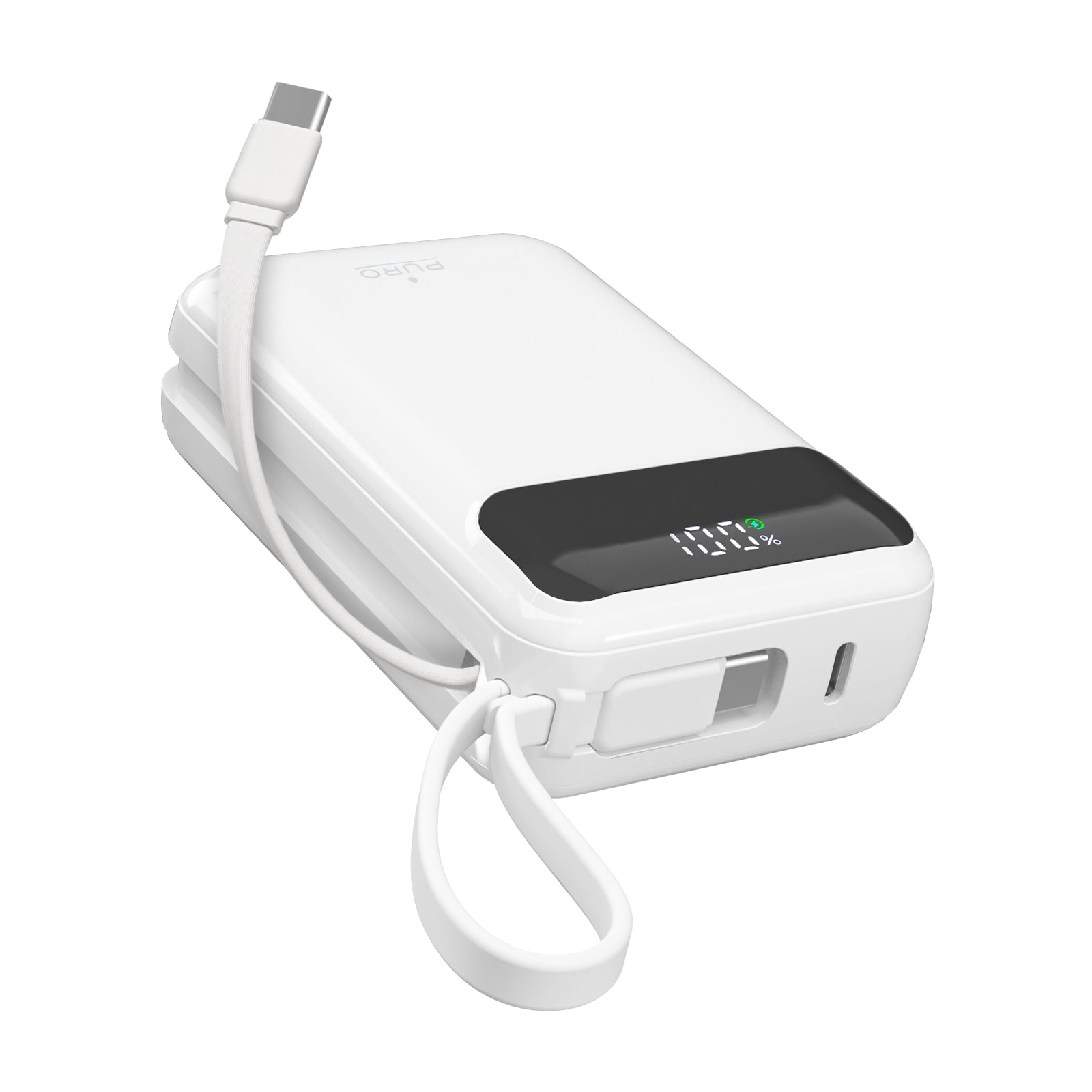 Power bank 20000 mAh 45W con display LCD e cavi integrati USB-C LCD Power Duo 20 Puro