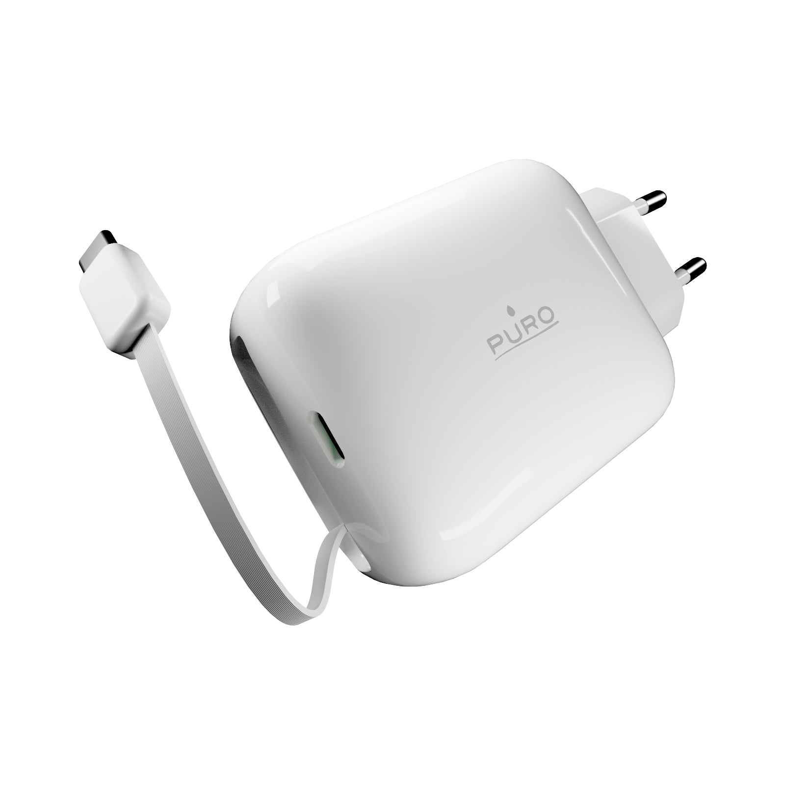 Caricatore GaN 65W con cavo USB‑C retrattile