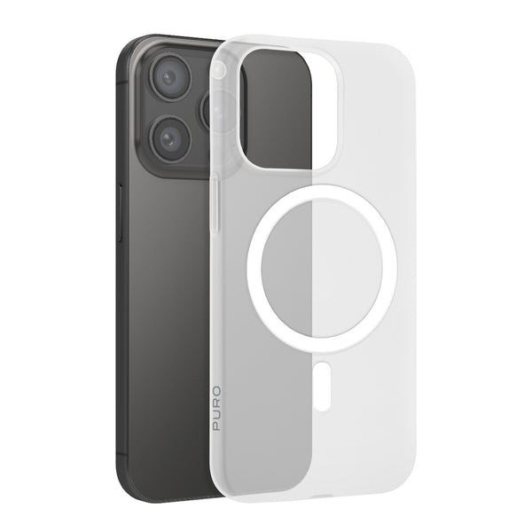 Cover rigida trasparente con bordi colorati, compatibile con MagSafe