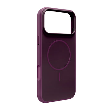 Coque bicolore Blend Mag pour iPhone 18 Pro/17 Pro compatible MagSafe, avec finition douce au toucher et boutons effet métallisé – Deep Cherry