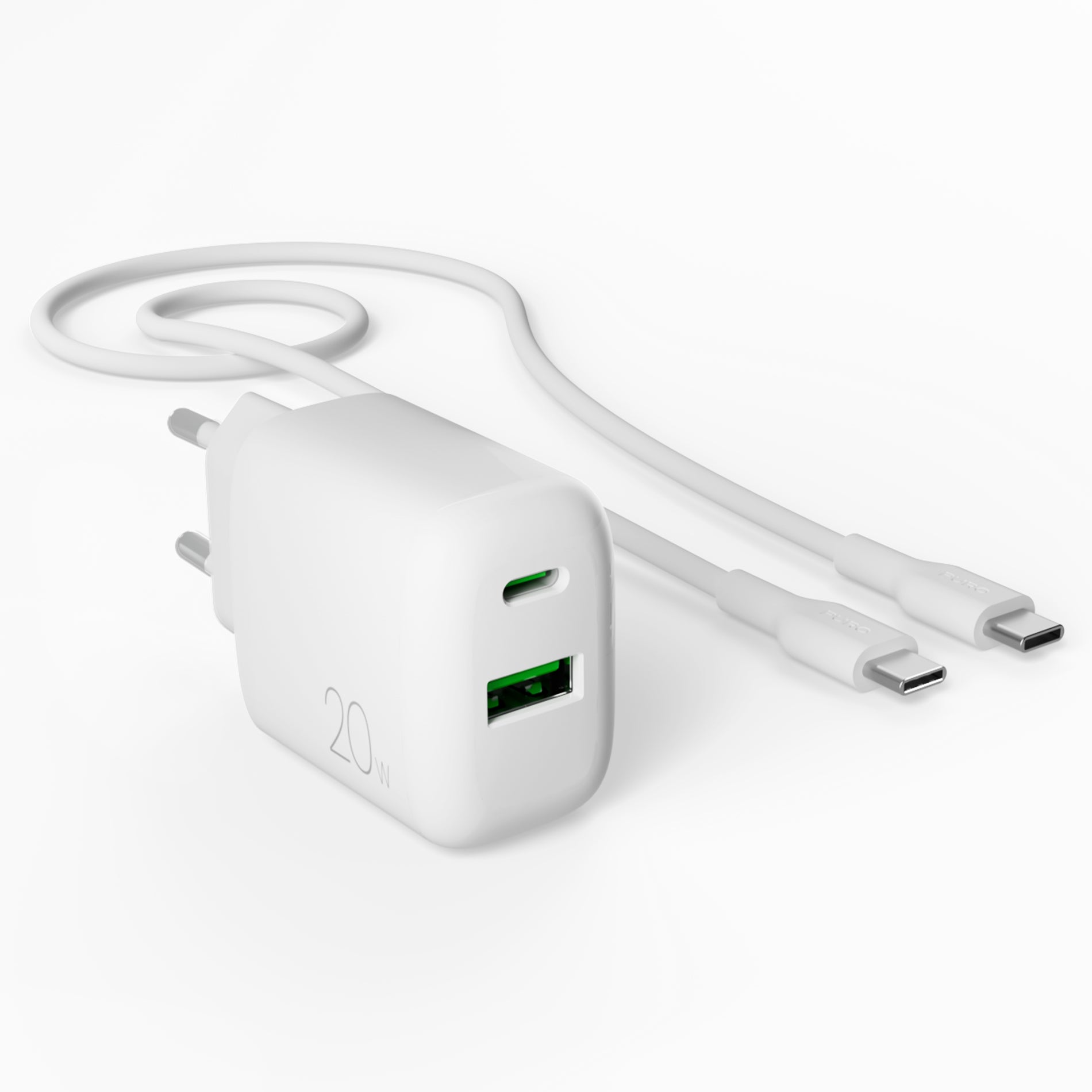 Kit d’alimentation : chargeur quotidien 1 port USB-A et 1 port USB-C + câble USB-C