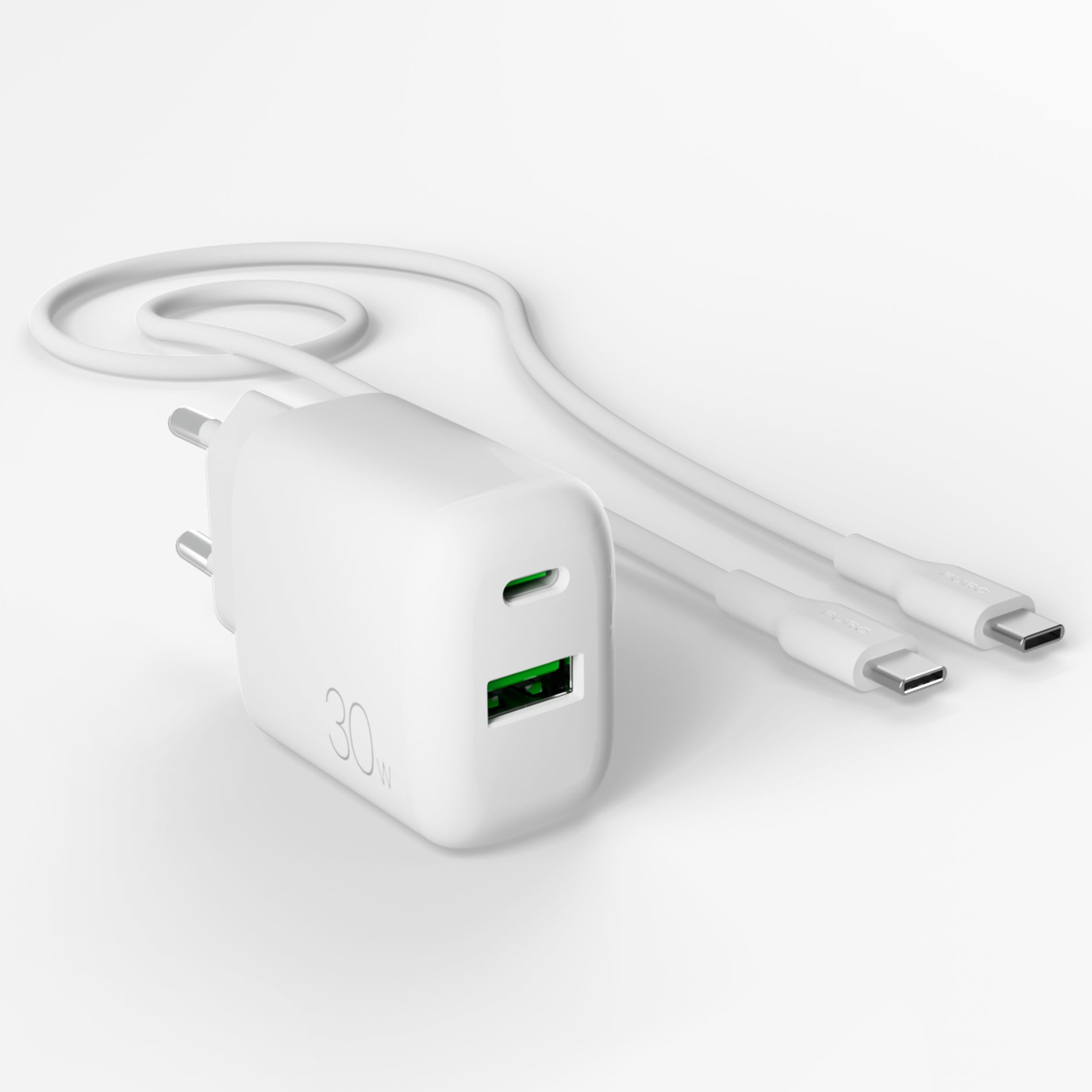 Kit d’alimentation : chargeur quotidien 1 port USB-A et 1 port USB-C + câble USB-C