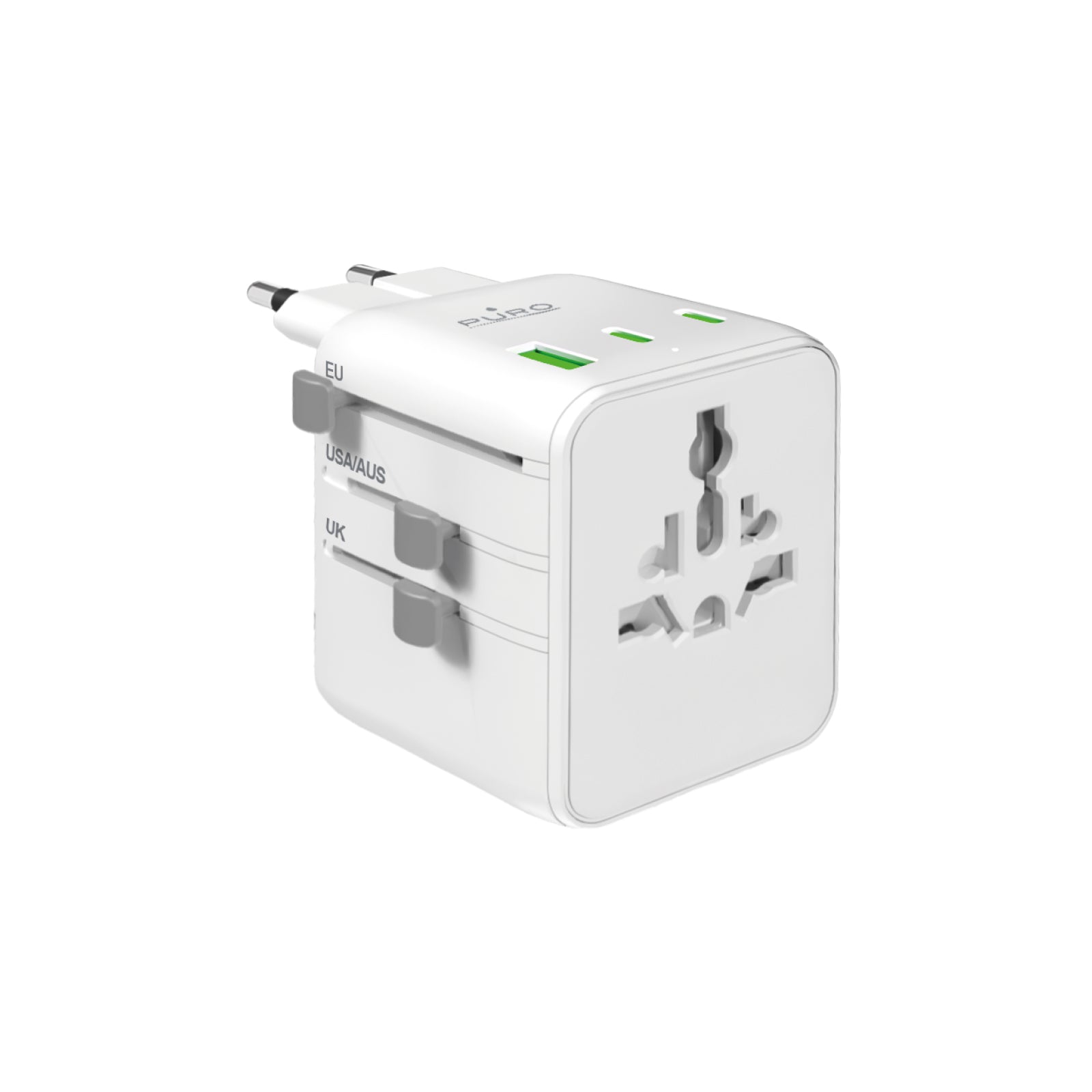 Adattatore universale con spine internazionali e porte USB, 2500W